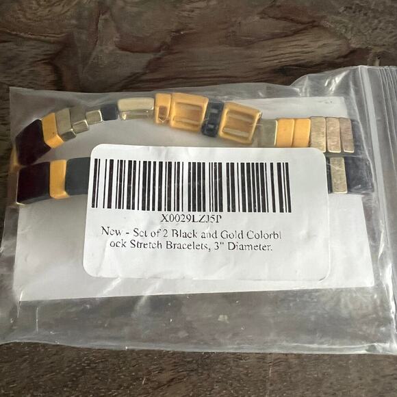 New Tiley & Bells Black Yellow and Gold Colorblock Stretch Bracelets - Picture 9 of 10